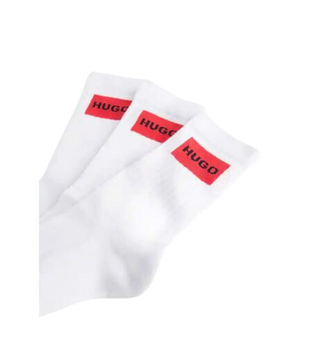 Pack Of 3  Mens Box Logo Ankle Socks  White Hugo