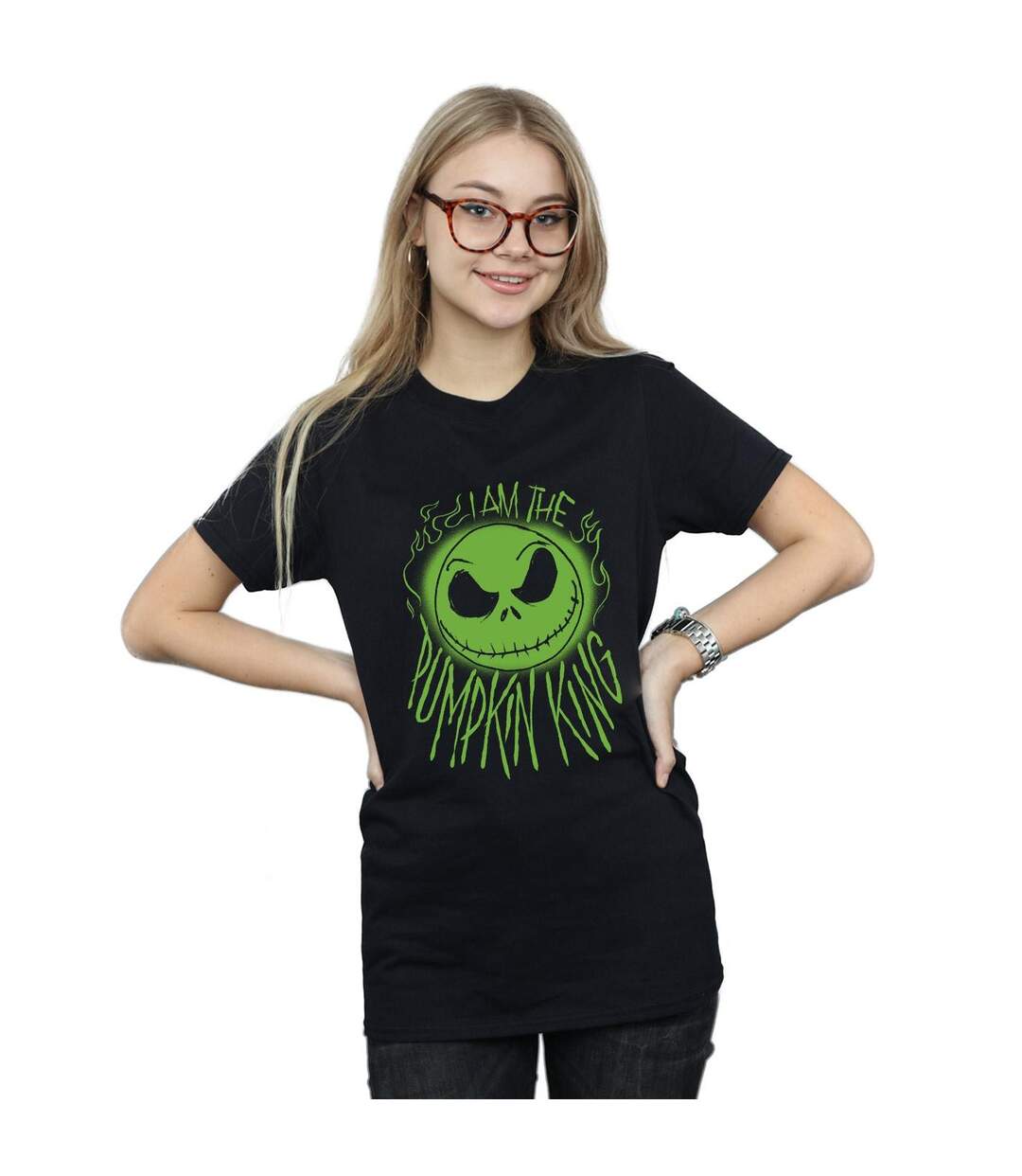 Disney Womens/Ladies Nightmare Before Christmas Pumpkin King Cotton Boyfriend T-Shirt (Noir) - UTBI41584-2