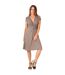 Womens/ladies Cap Sleeve Knot Front Dress Mocha Brown Krisp-1