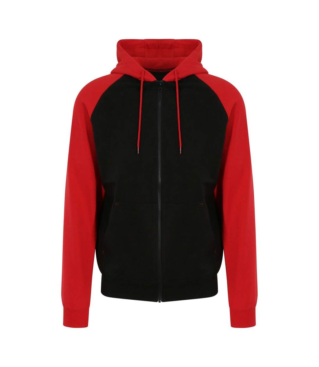 Veste zippée à capuche baseball homme - JH063 - noir et rouge-1