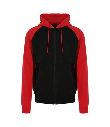 Veste zippée à capuche baseball homme - JH063 - noir et rouge