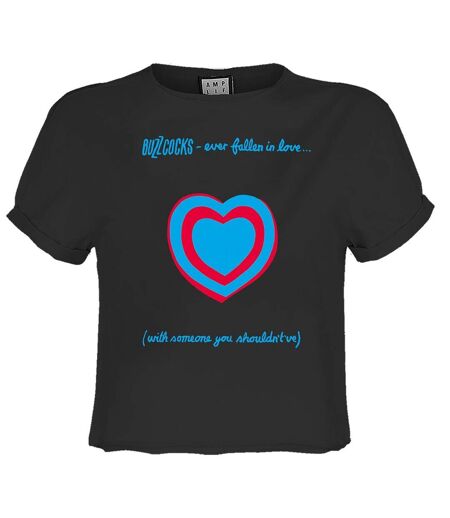 Womens/ladies Fallen In Love Buzzcocks Crop Top Charcoal Amplified
