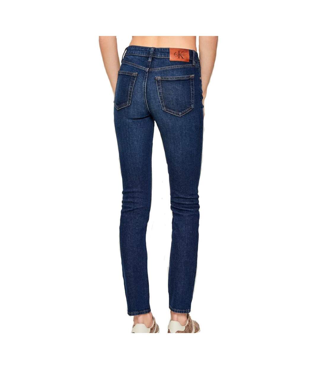 Jean slim bleu femme calvin klein jeans mid rise-2
