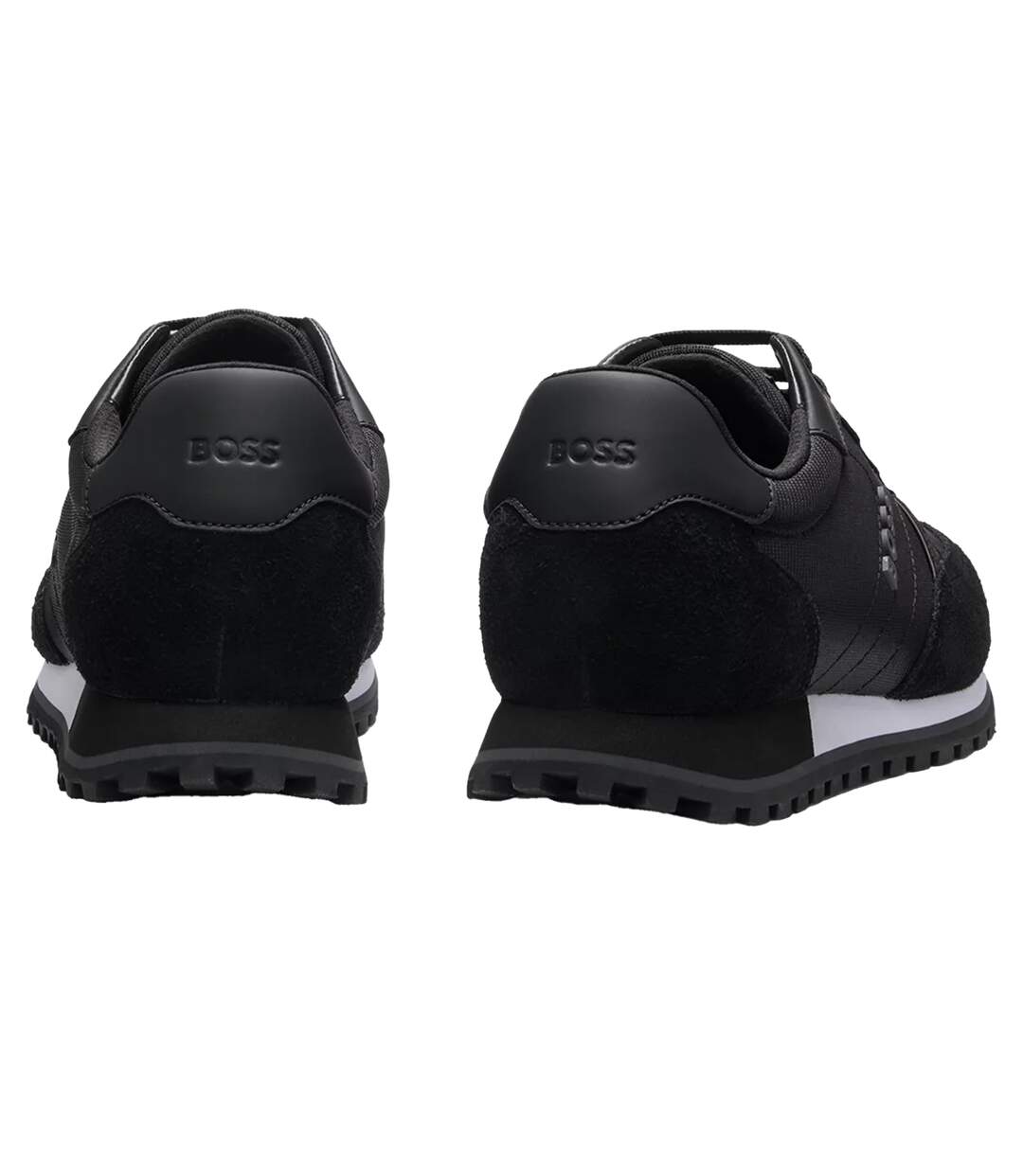 Mens Parkour Leather Running Shoes Black White Boss-3