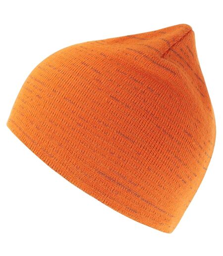 Unisex Adult Shine Reflective Recycled Short Beanie Fluorescent Orange Atlantis