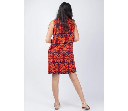 Robe courte sans manches ANHA imprimé ethnique chatoyant Coton Du Monde
