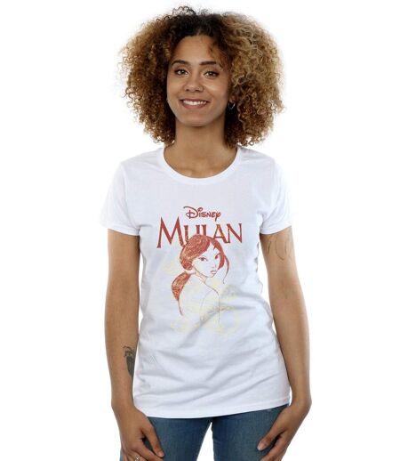 Disney Femme/Les femmes Mulan Dragon Sketch Cotton T-Shirt (Blanc) - UTBI16051