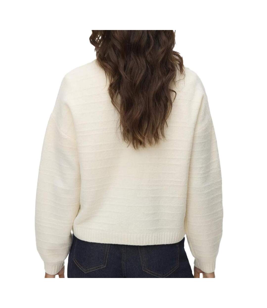 Gilet ecru femme vero moda boom structure-2