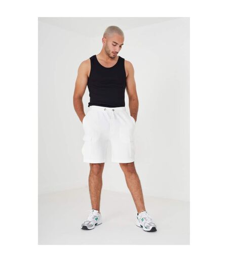 Mens cadby textured cargo shorts cream Brave Soul
