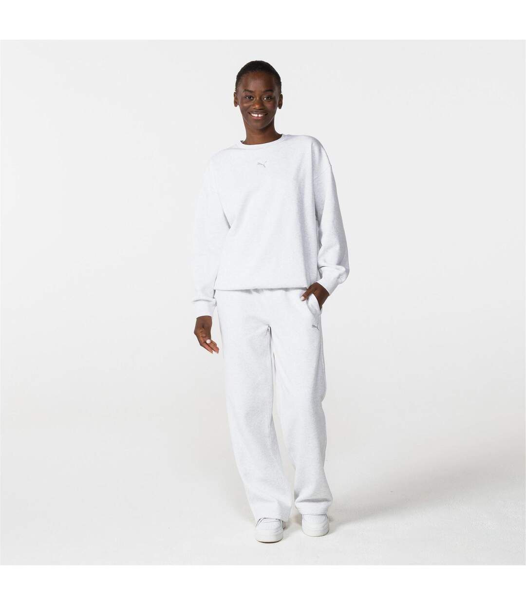 Womens/ladies Oversized Sweatshirt Ice Grey Puma-4