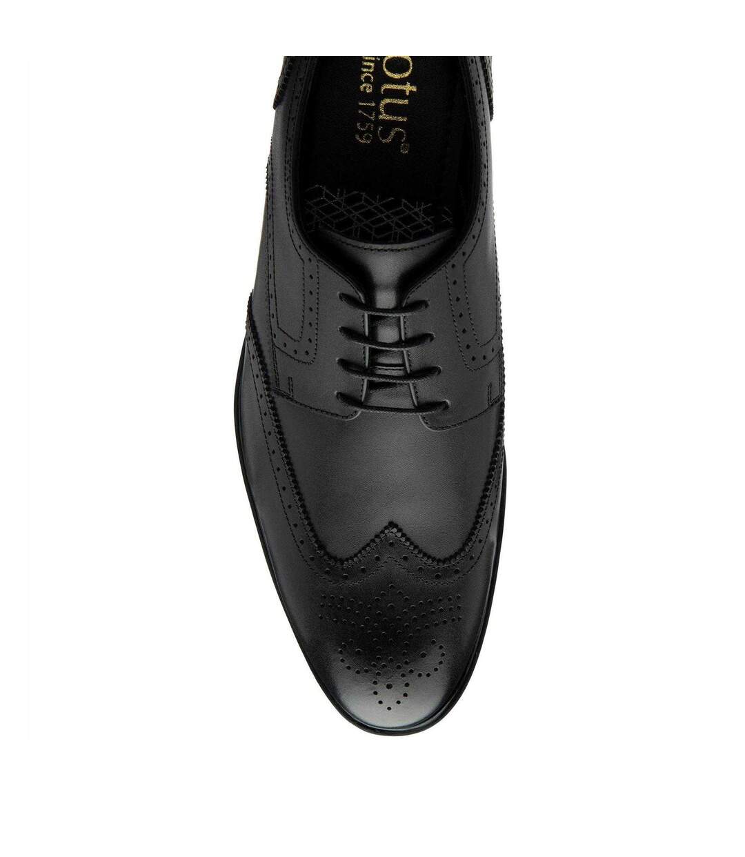 Mens Leather Low Heel Brogues Black Lotus Shoes-4