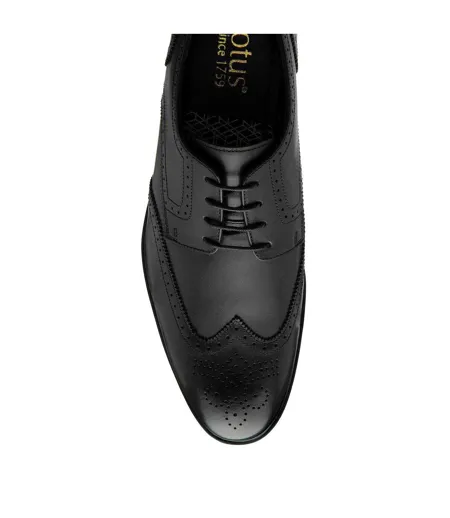 Mens Leather Low Heel Brogues Black Lotus Shoes