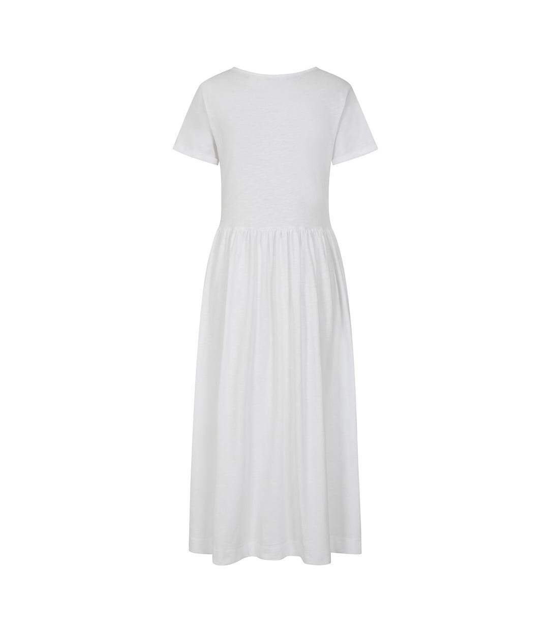 Womens/ladies Long Gathered Dress White Lazy Jacks-2