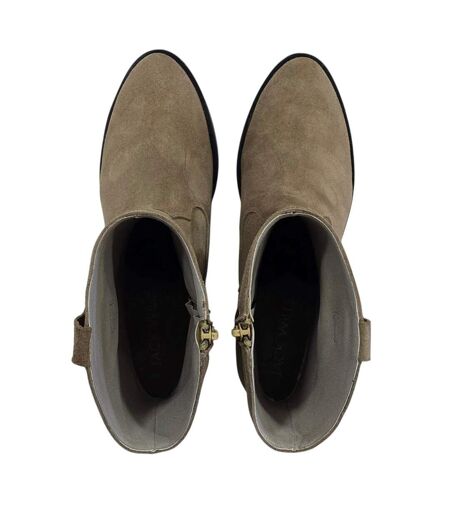 Womens/ladies Dalida Suede Block Heel Western Boots Sand Jack Wills