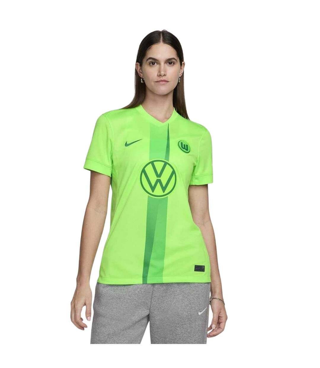 Womens/ladies 24/25 Nike Football Shirt Green VFL Wolfsburg-1
