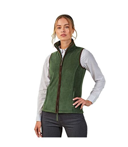 Womens/ladies Artisan Fleece Gilet Moss Green Brown Premier