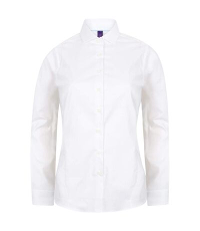 Henbury Womens/Ladies Long Sleeve Stretch Shirt (White)