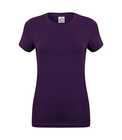 Skinni Fit Womens/Ladies Feel Good Stretch Short Sleeve T-Shirt (Deep Purple) - UTRW4422