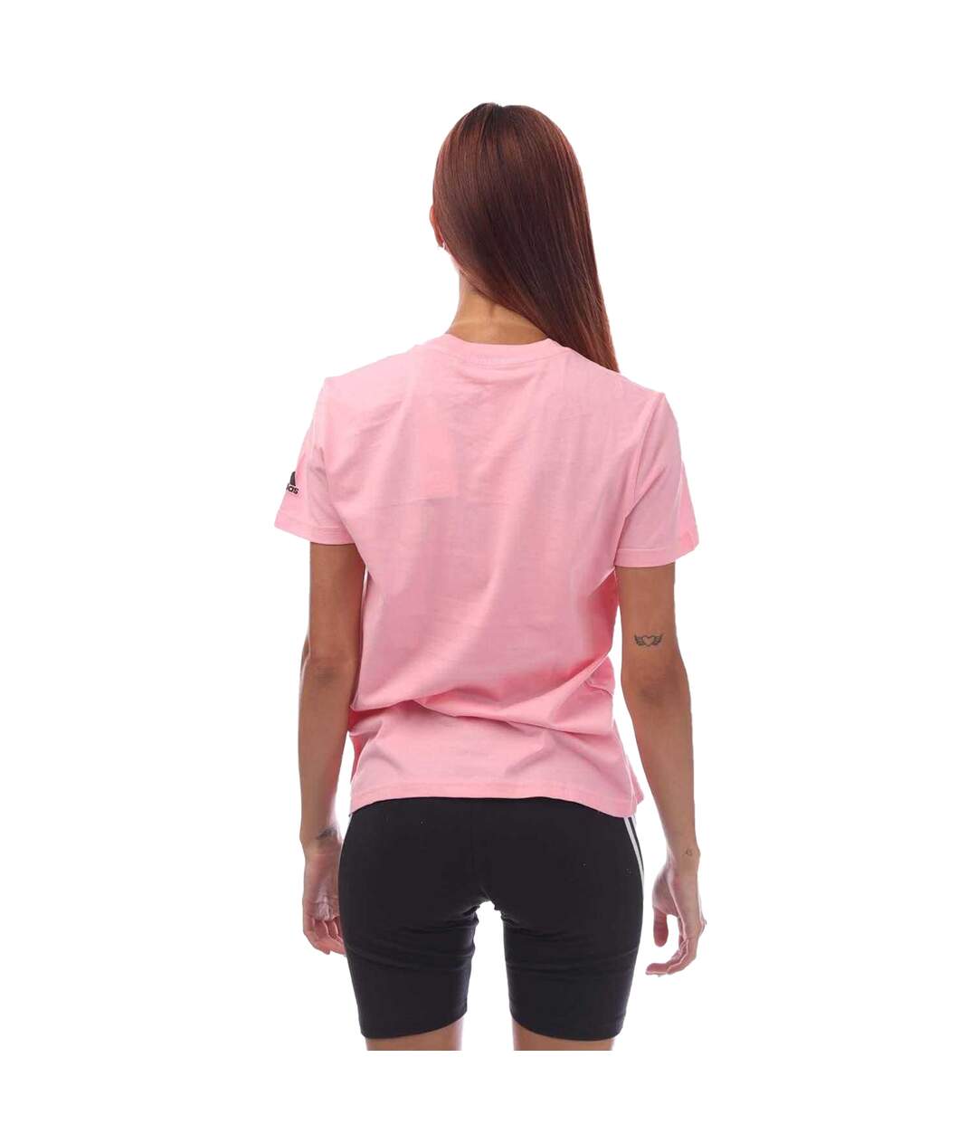 T-shirt Style Logo Essentials Femme Rose Noir Adidas-3
