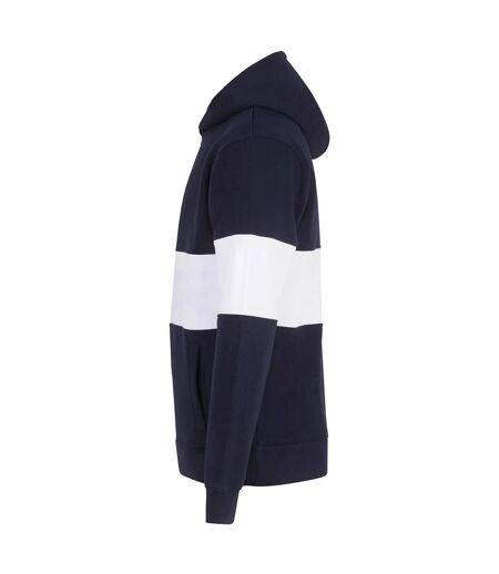 Unisex Adult Panelled Heavyweight Hoodie Navy White Front Row