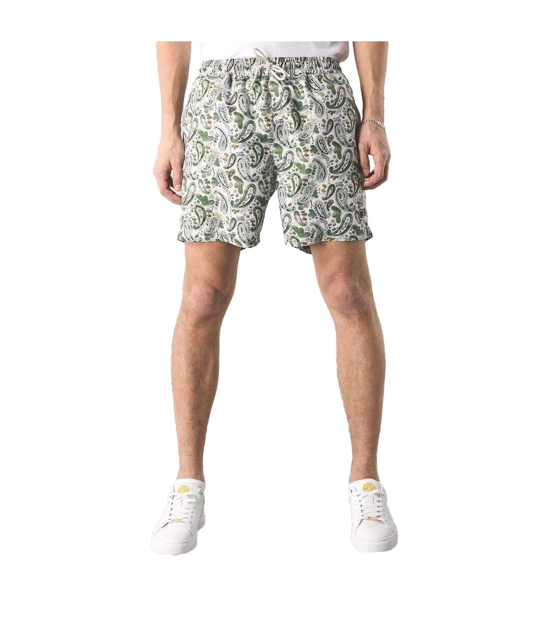 Mens Paisley Regular Swim Shorts Stone Print Pretty Green-1
