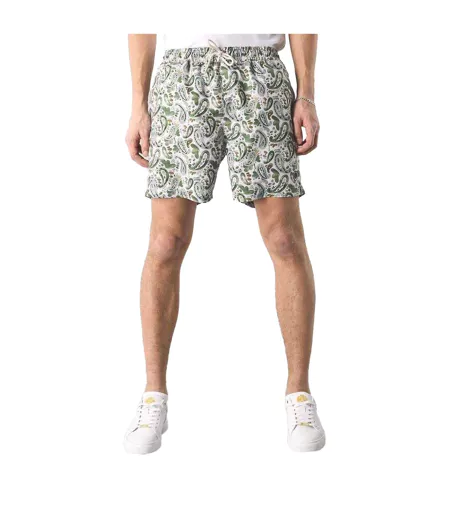 Mens Paisley Regular Swim Shorts Stone Print Pretty Green