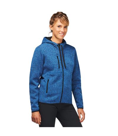 Womens/ladies Heather Hooded Jacket Light Royal Blue Melange Proact