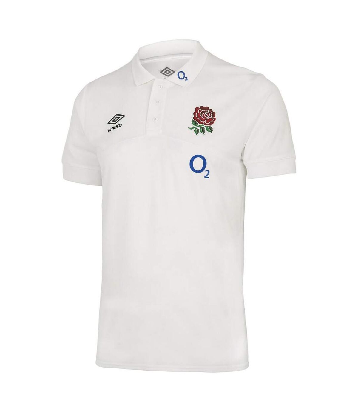 England Rugby Mens 22/23 Umbro Polyester Polo Shirt (Brilliant White)