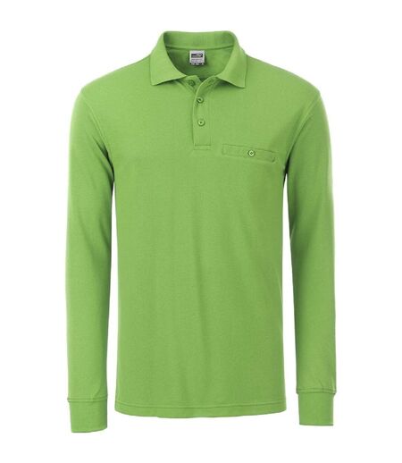 Polo homme poche poitrine manches longues - JN866 - vert citron - workwear