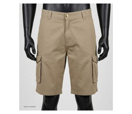 CHALLENGER INDIANA1 : Bermuda homme en coton stretch beige robuste et extensible