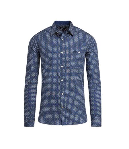 Mens geometric long-sleeve shirt marine Raging Bull