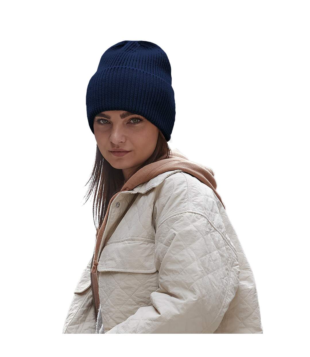 Cuffed recycled oversized beanie oxford navy Beechfield-3