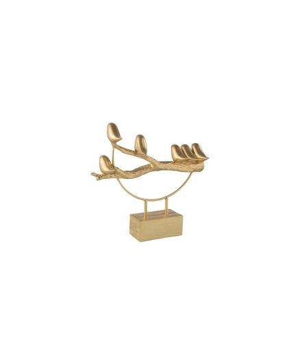 Statuette sur Socle Oiseaux sur Branche 35cm Or