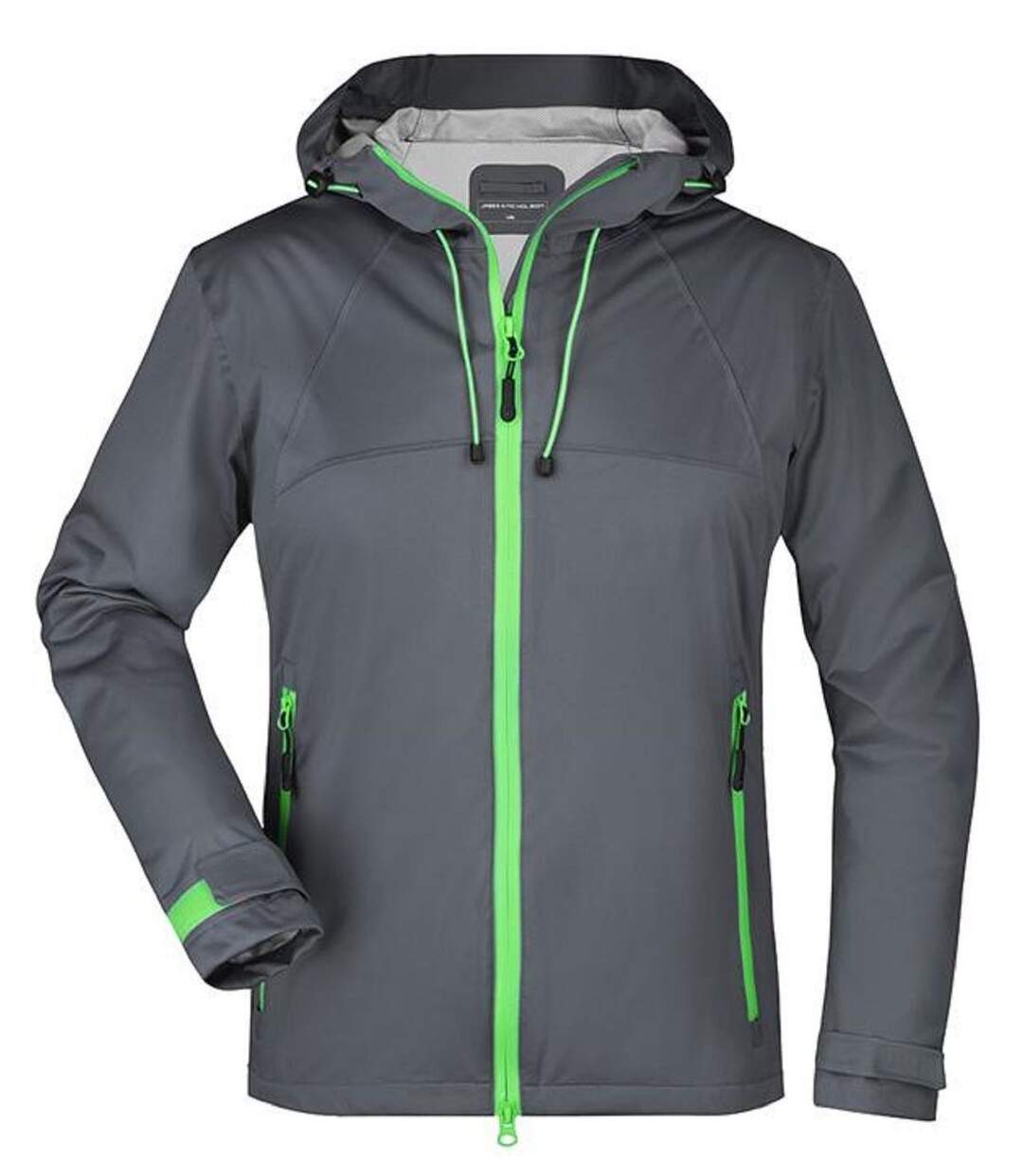 Veste softshell à capuche - Femme - JN1097 - gris fer et vert