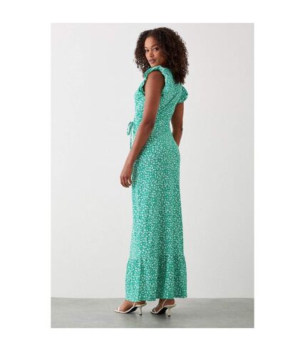 Dorothy Perkins Womens/Ladies Ditsy Print Wrap Tall Frill Maxi Dress (Green) - UTDP2091