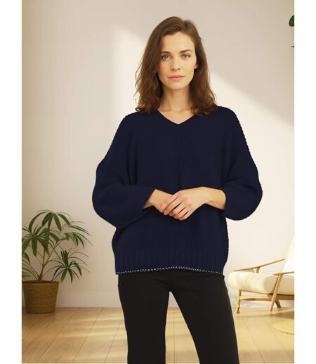 Pull femme manches longues - Couleur bleu marine