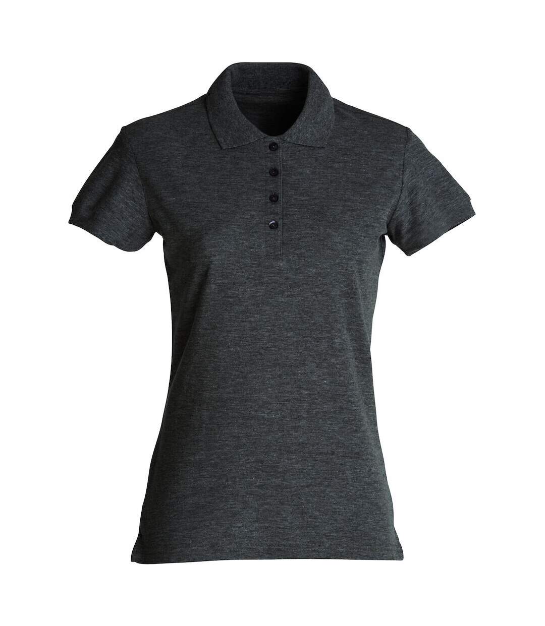 Womens/ladies Plain Polo Shirt Anthracite Melange Clique-1