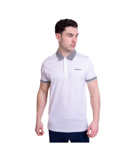 Mens Two Tone Badge Polo Shirt White Lambretta