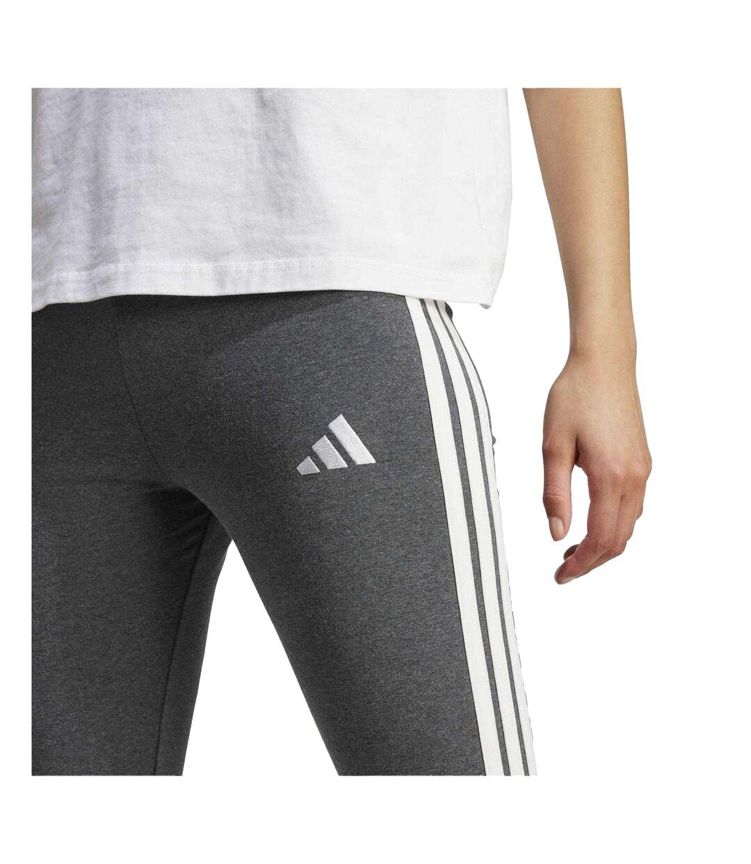 Legging Motif/style 3 Rayures Femme Gris Foncé Adidas-4