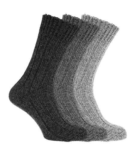 Mens Wool Blend Boot Socks (Pack Of 3) (Shades of Grey) - UTMB158