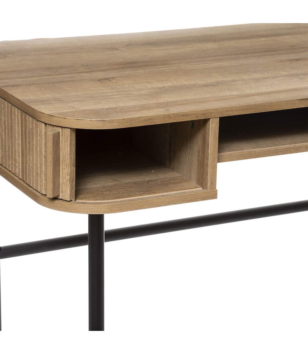 Bureau 2 portes coulissantes Colva - Marron et noir-3