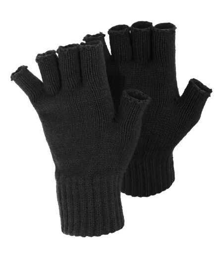 FLOSO Ladies/Womens Winter Fingerless Gloves (Black)