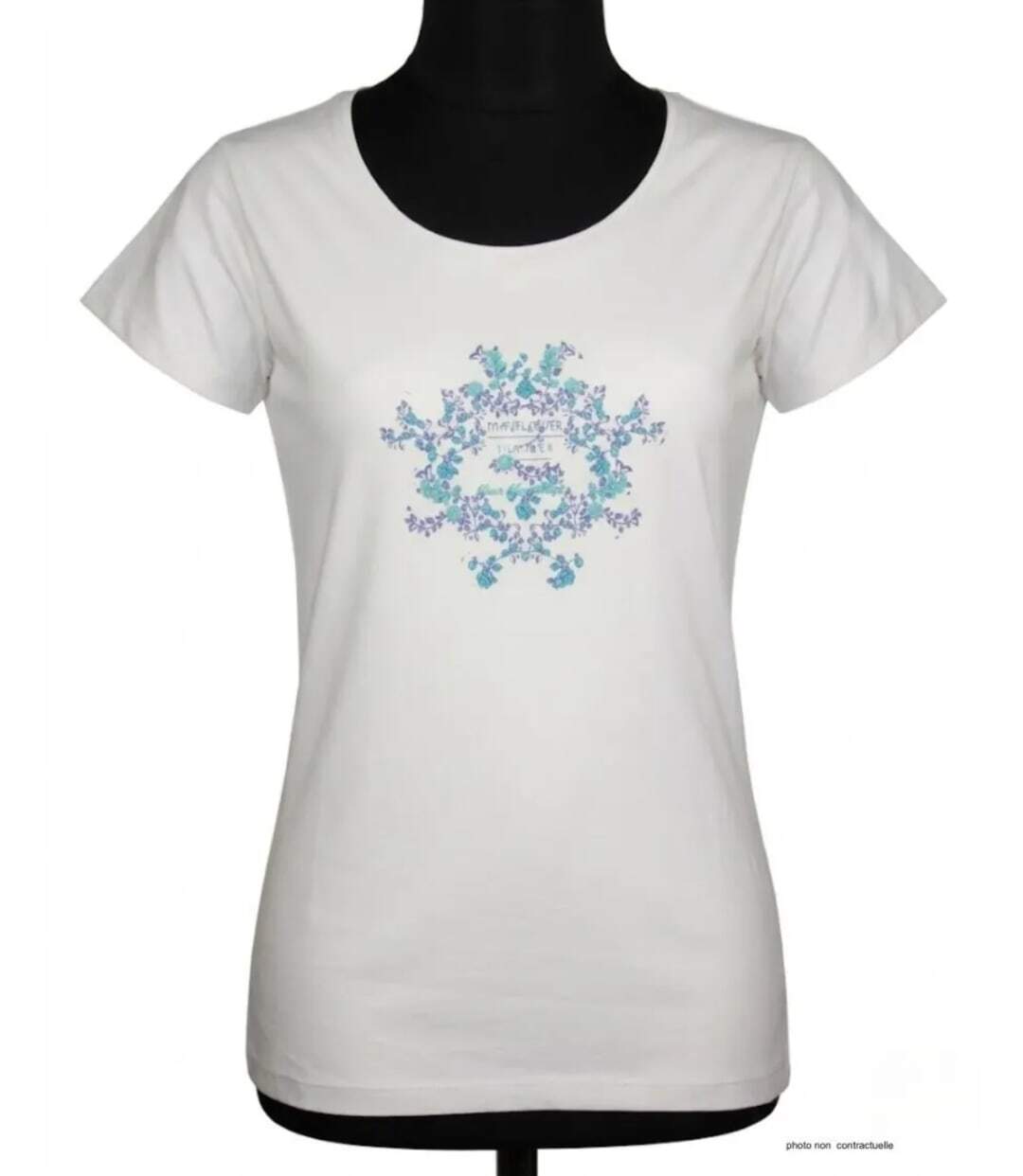 Tee-shirt Mayflower Diapo2 en coton blanc : l'élégance d'une sérigraphie artistique-3