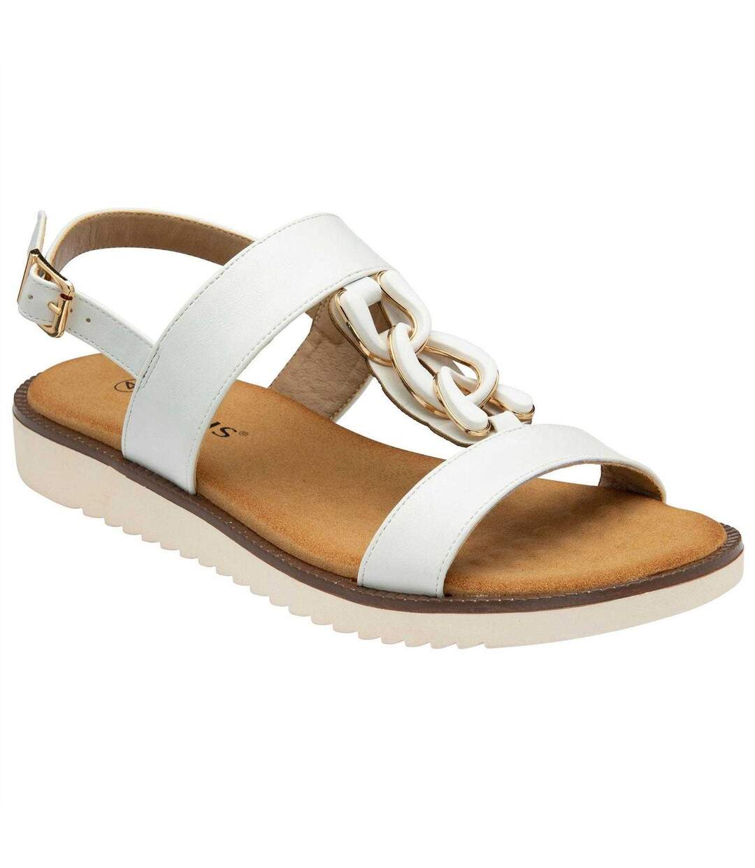 Womens/ladies Joana Chain Detail Sandals White Lotus Shoes-4