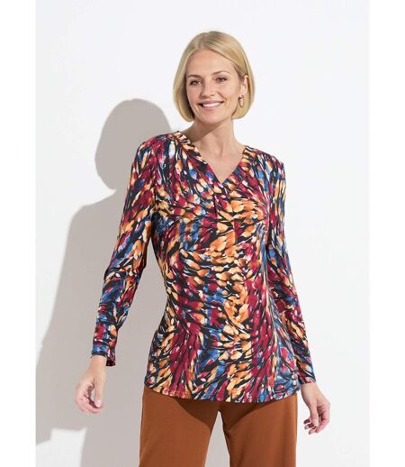 T-shirt long ample col V manches longues