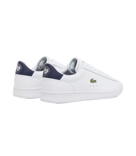Mens Carnaby Leather Flat Trainers White Navy Lacoste