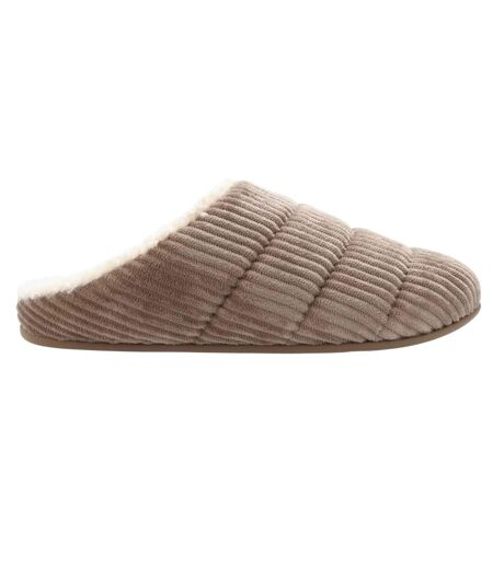 Womens/ladies chrissie corduroy fleece lined slippers mink FitFlop