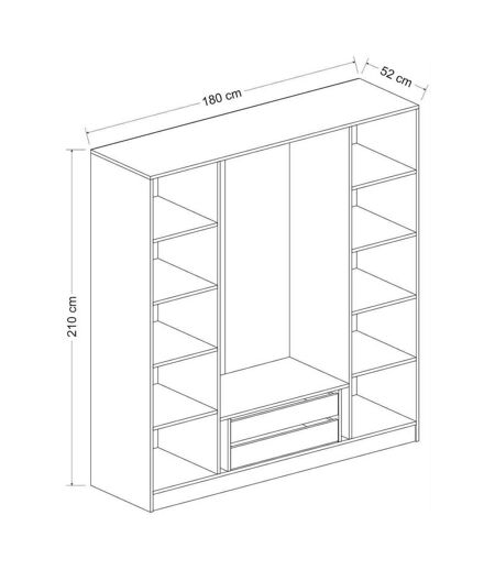 Armoire en aggloméré et verre Kale Plus 180 x 52 x 210 cm