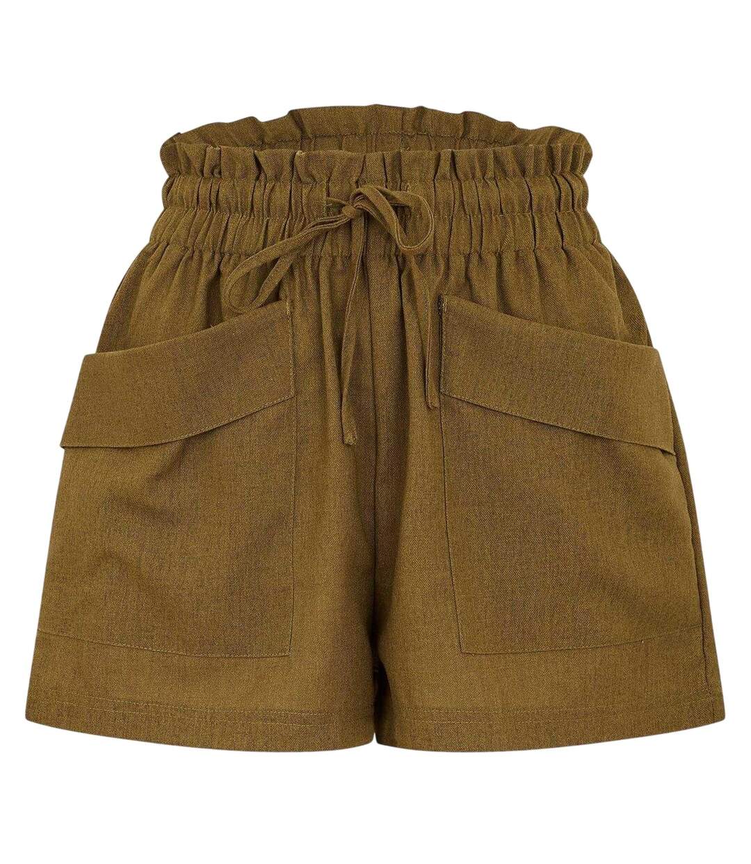 Short Motif/style Paper Bag Wippie Femme Vert Kaki Threadbare-1