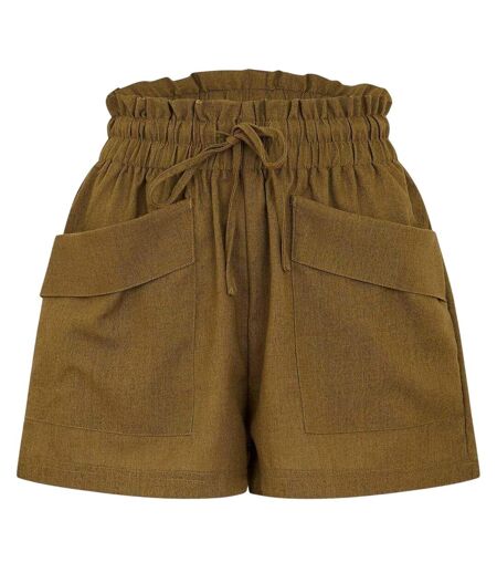 Short Motif/style Paper Bag Wippie Femme Vert Kaki Threadbare
